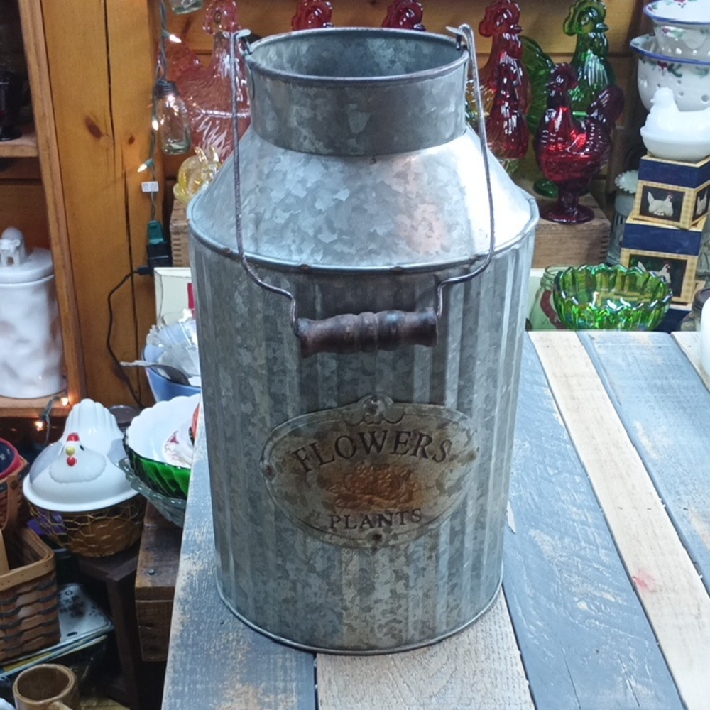 Rustic Metal Flower Canister